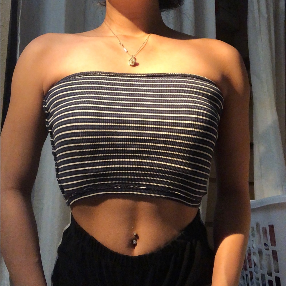 brandy melville cropped stripe tube top